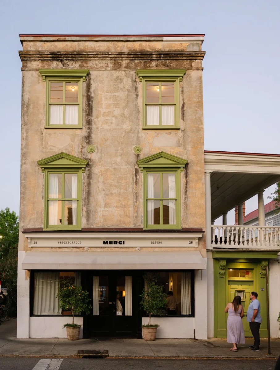 The historic brick facade of Merci on Pitt Street